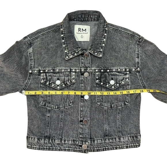 Rebecca Minkoff Gray Grey Denim Jean Jacket Studded Punk Button Up Size M Cotton - Picture 4 of 8